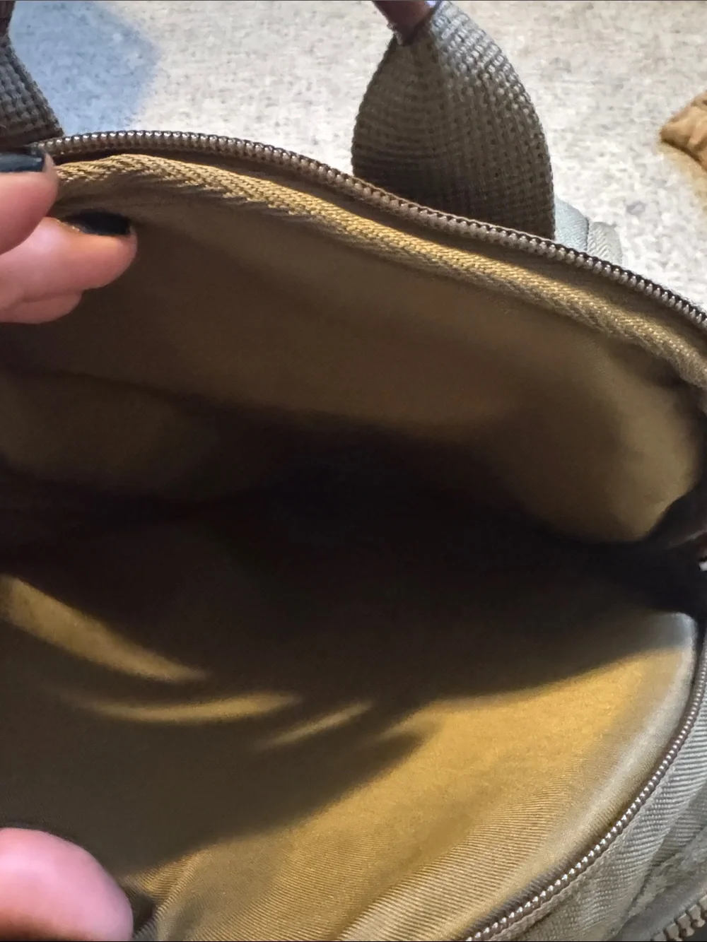 Faherty Olive Brown Backpack with Patch Logo